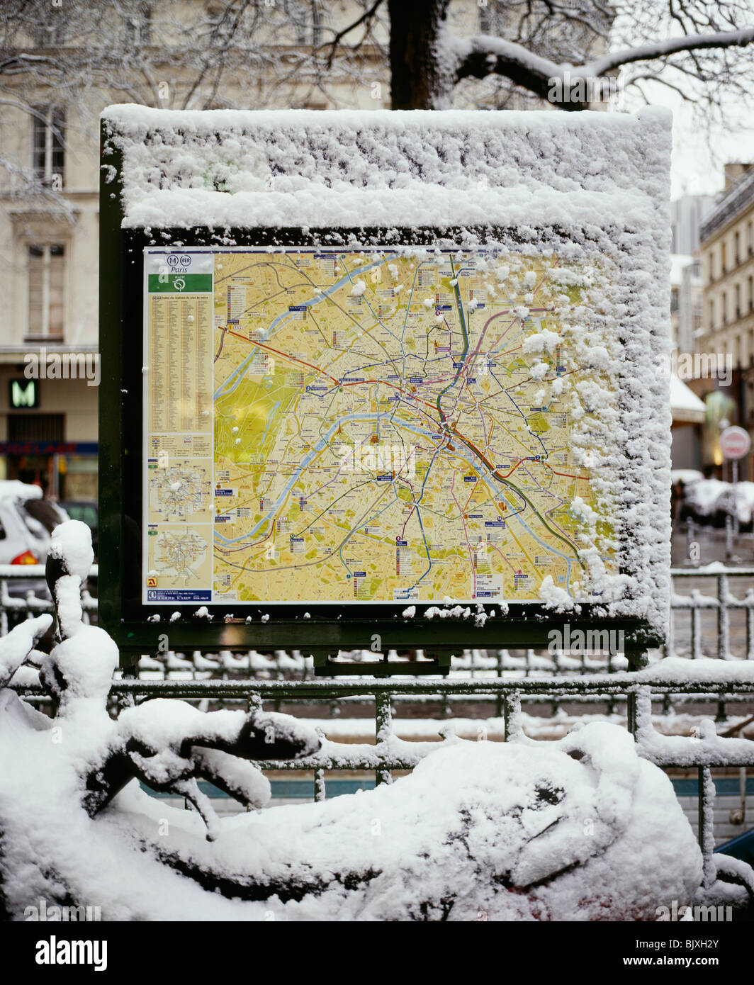 Map covered by snow Stock Photo