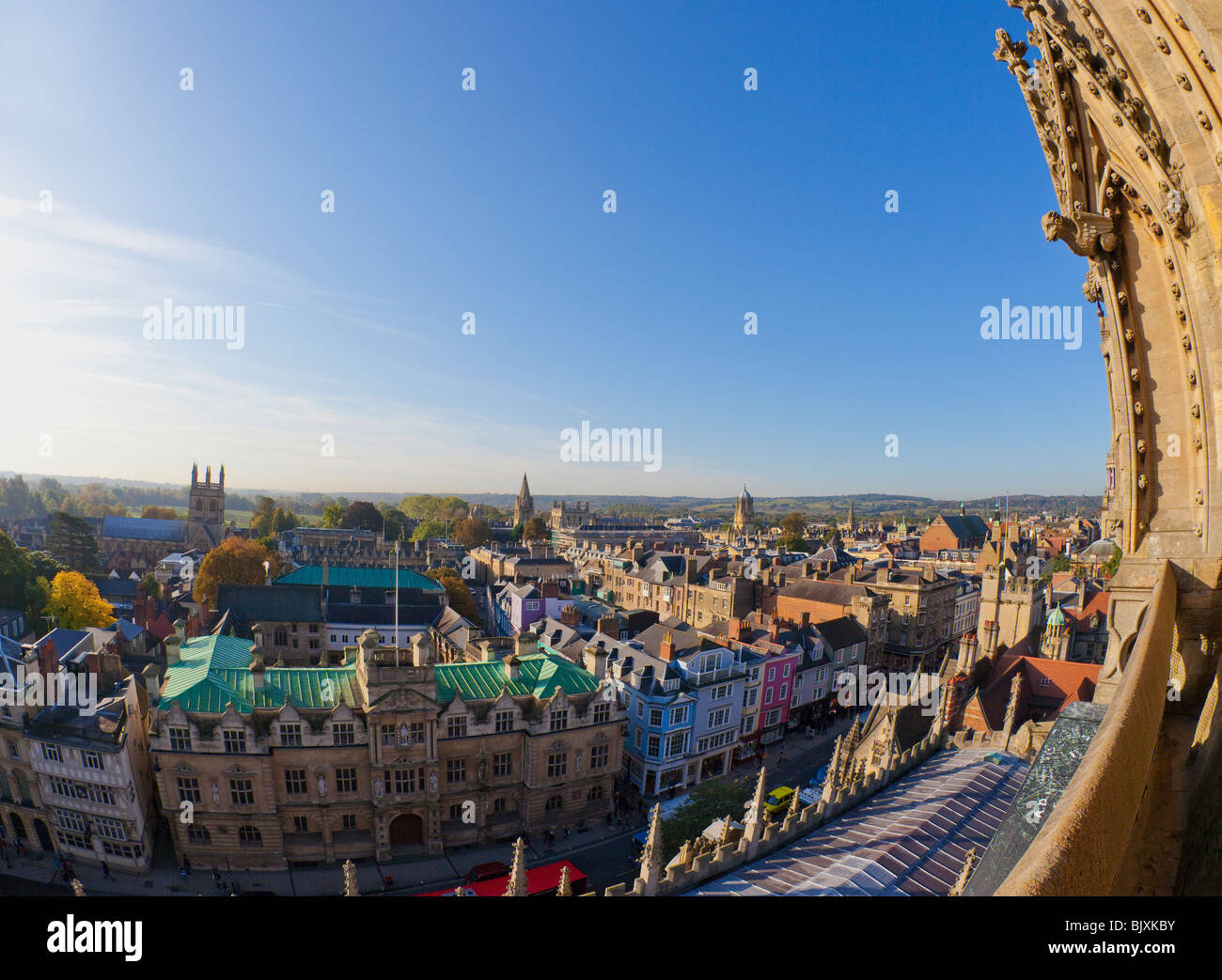 Rooftop view of town from University Church of St Mary Virgin Oxford England UK United Kingdom GB Great Britain British Isles Eu Stock Photo