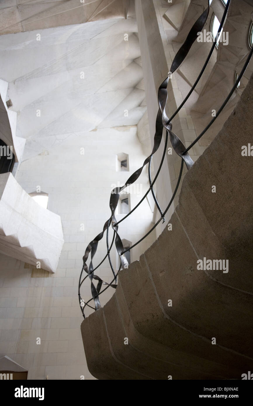 Sagrada Familia, Looking up at balcony and organic railing - Barcelona ...