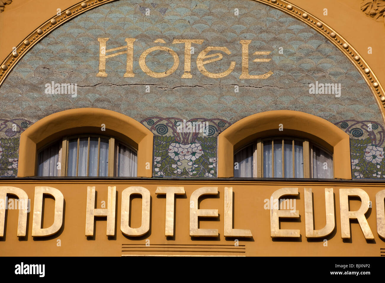 detail, Evropa Hotel, Wenceslas Square, Prague, Czech Republic Stock