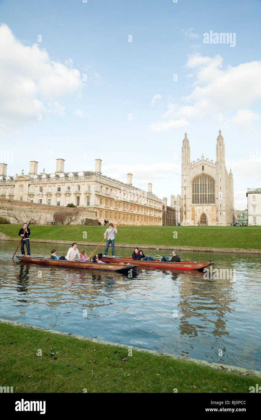 Punting on the River Cam by Kings College Chapel, Cambridge UK Stock Photo