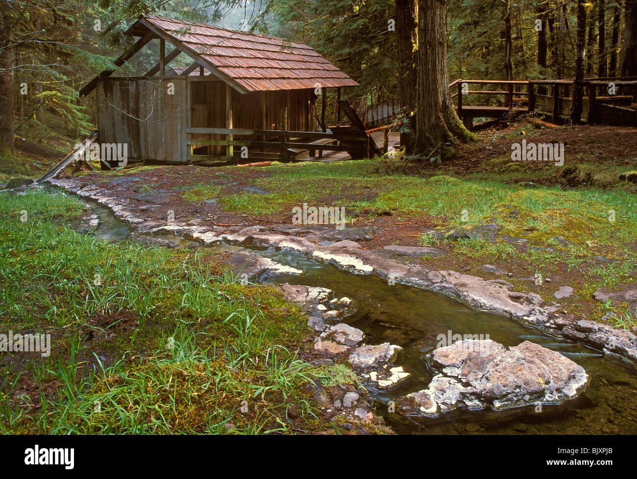 Bagby Hot Springs hot tub building and spring; Mount Hood National