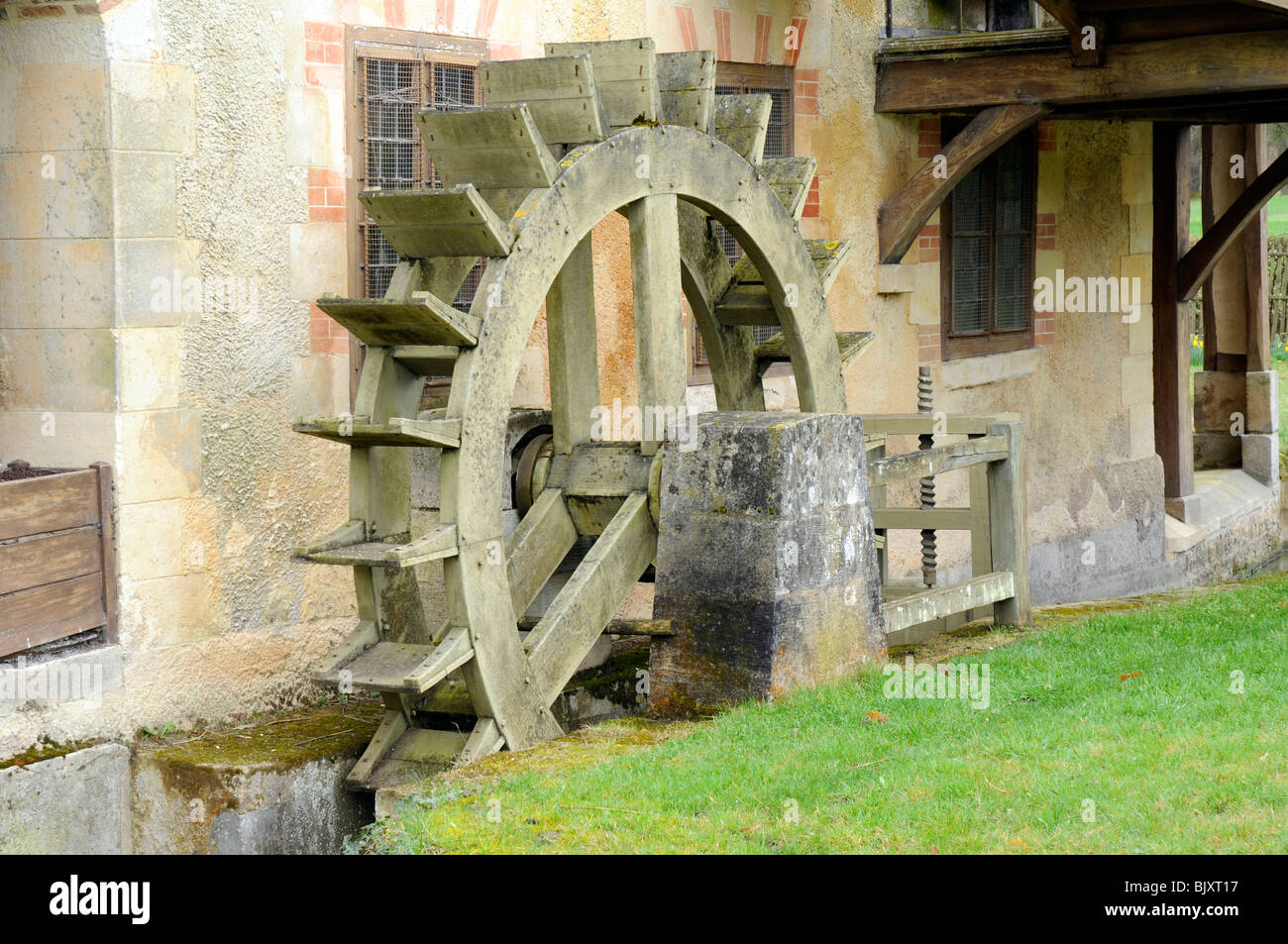 Waterwheel, The Queen's Hamlet, Palace of Versailles, Paris, France Stock Photo