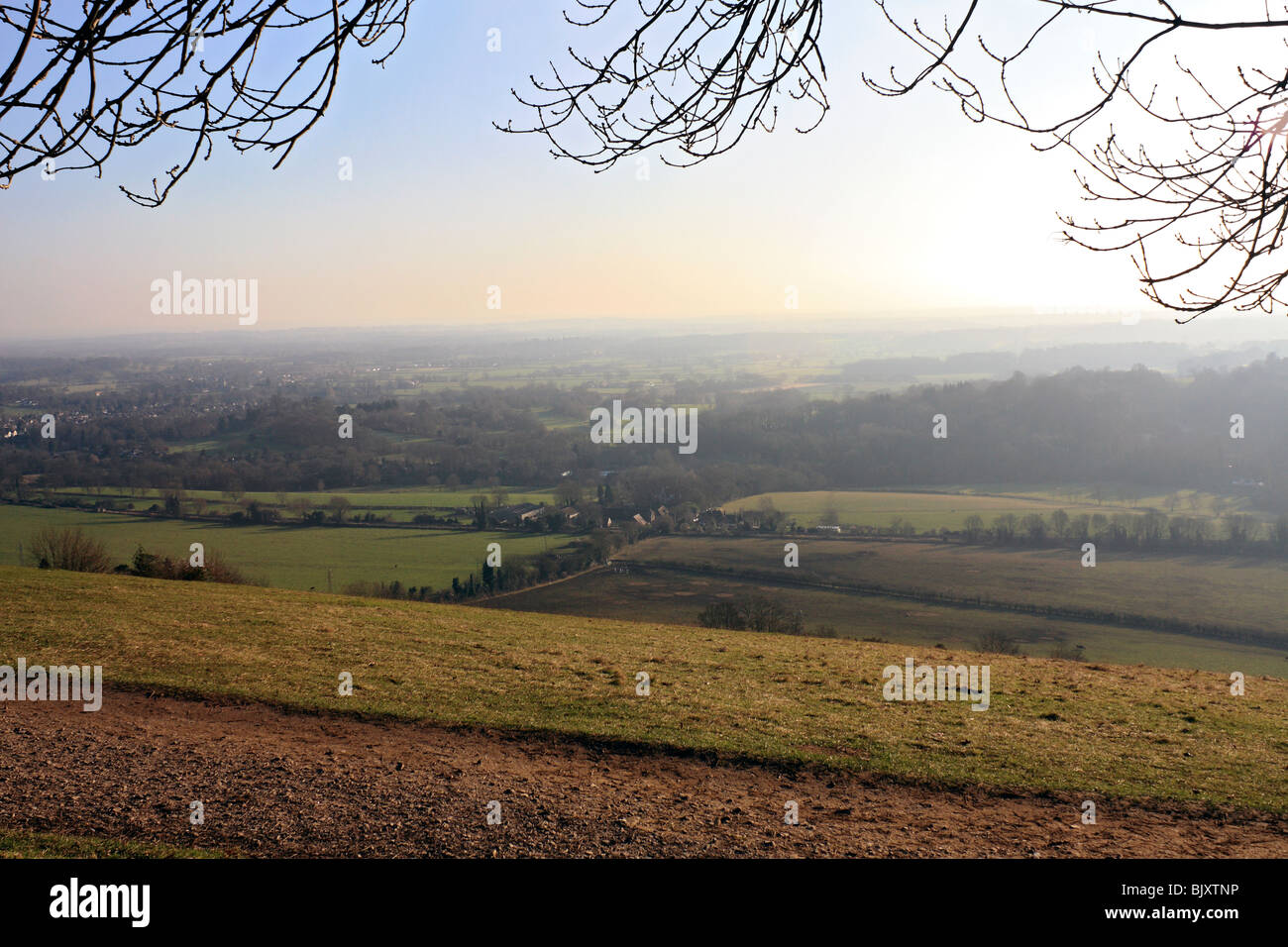 View from the top of Box Hill, near Dorking, Surrey, England, UK Stock