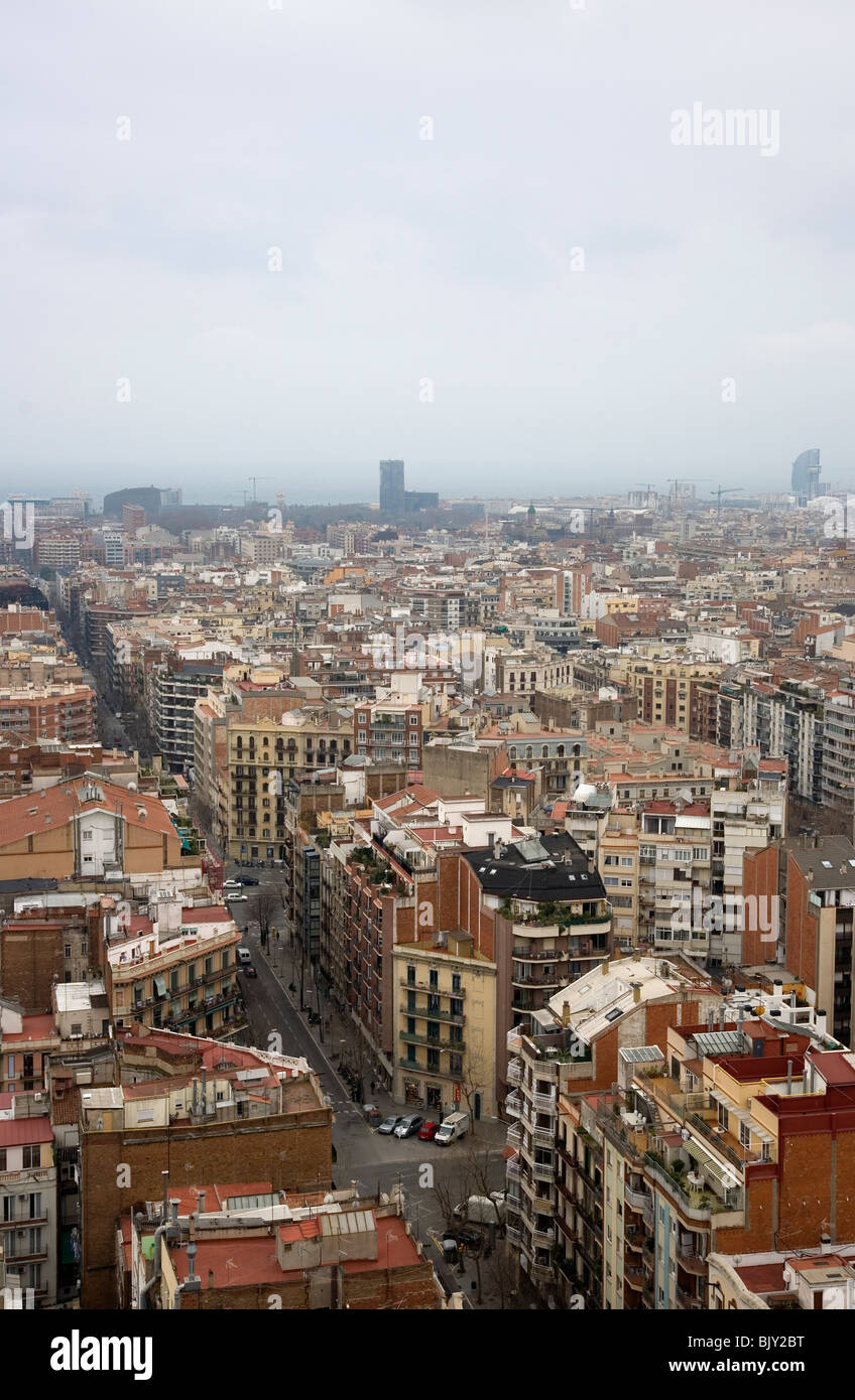 Aerial view of buildings in the city of barcelona hi-res stock ...