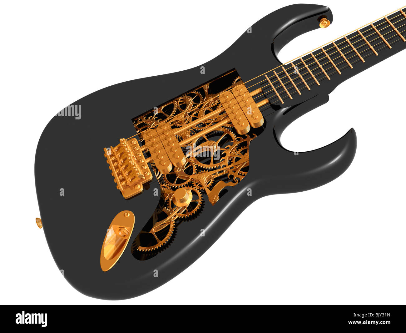 Original customized guitar with cogs and gears Stock Photo Alamy