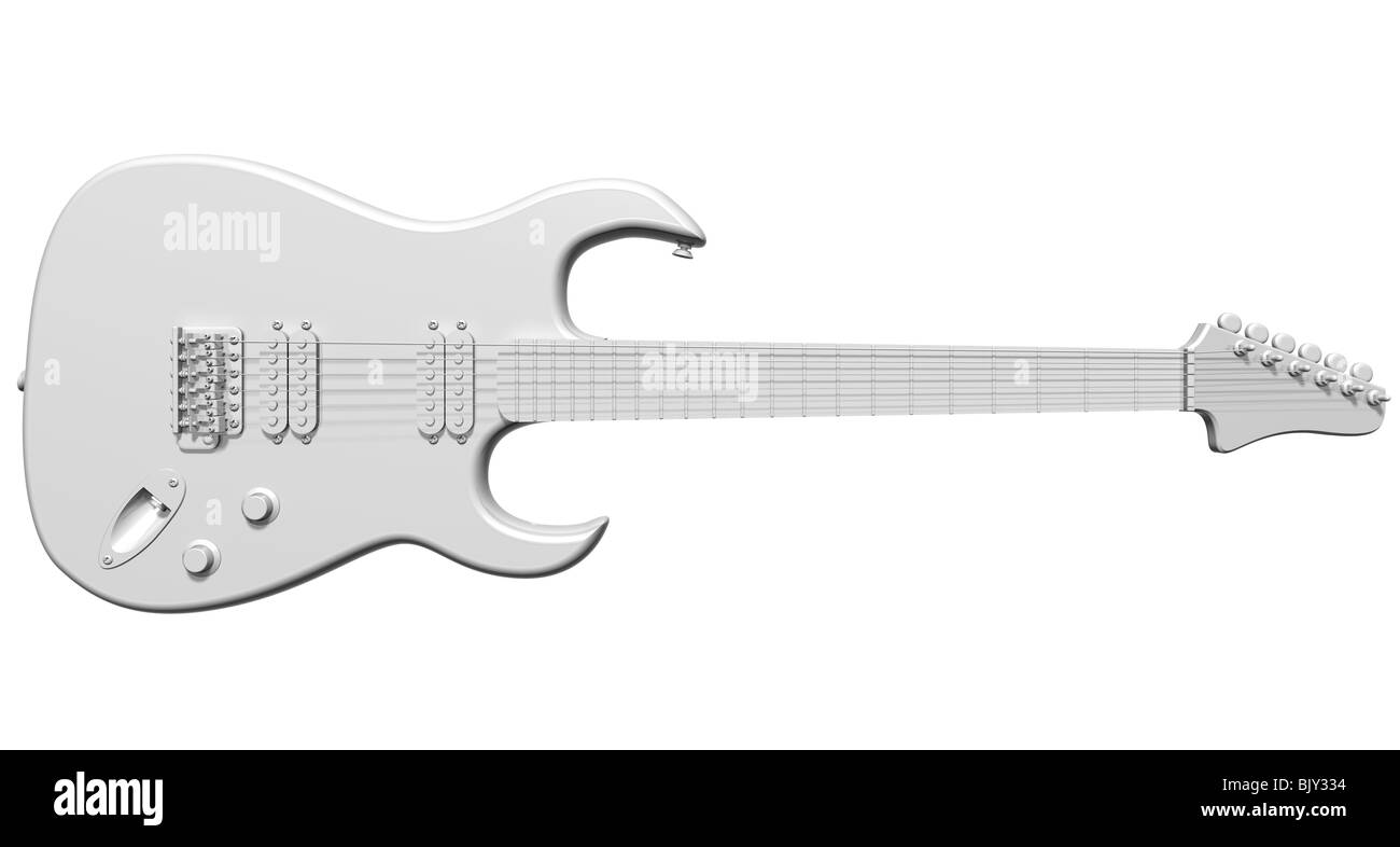 Illustration of an isolated all white electric guitar Stock Photo Alamy