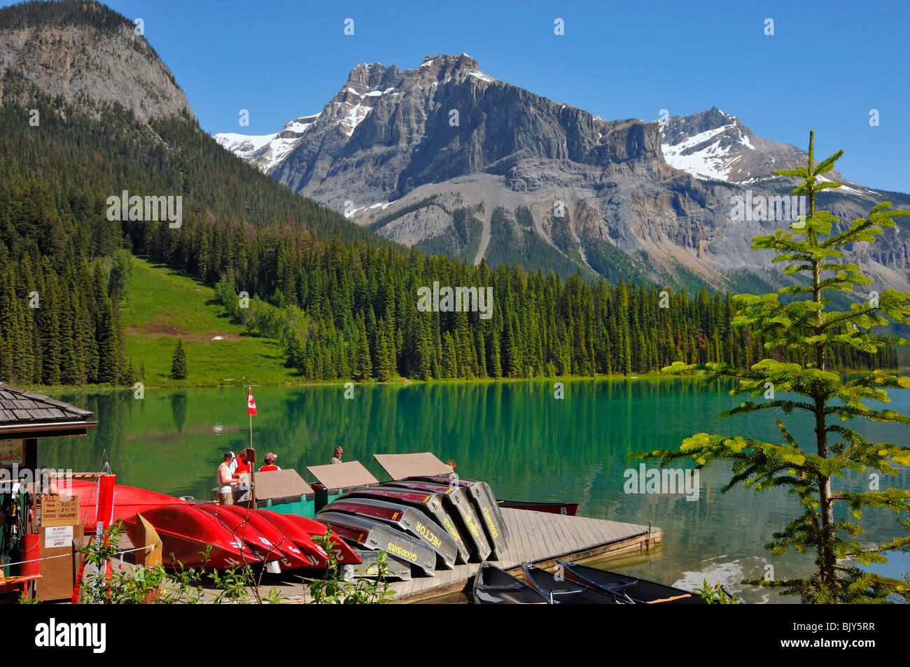Emerald Lake is in Yoho National Park in Alberta Province in Canada Stock Photo