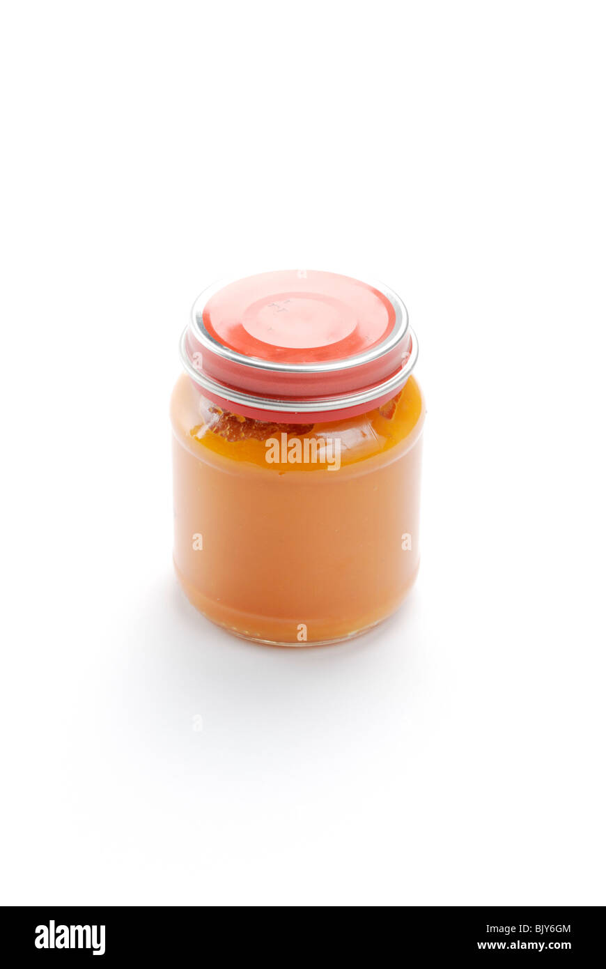 Baby food (mashed carrots) in glass jar Stock Photo Alamy