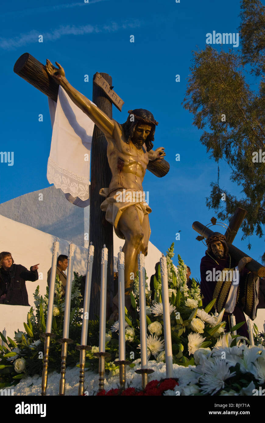 Images carried on the Good Friday easter procession, Ibiza, Spain Stock Photo