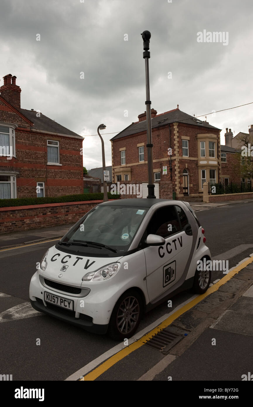 Small mobile CCTV car for fining illegally parked motorists - Wirral Council, Merseyside UK Stock Photo