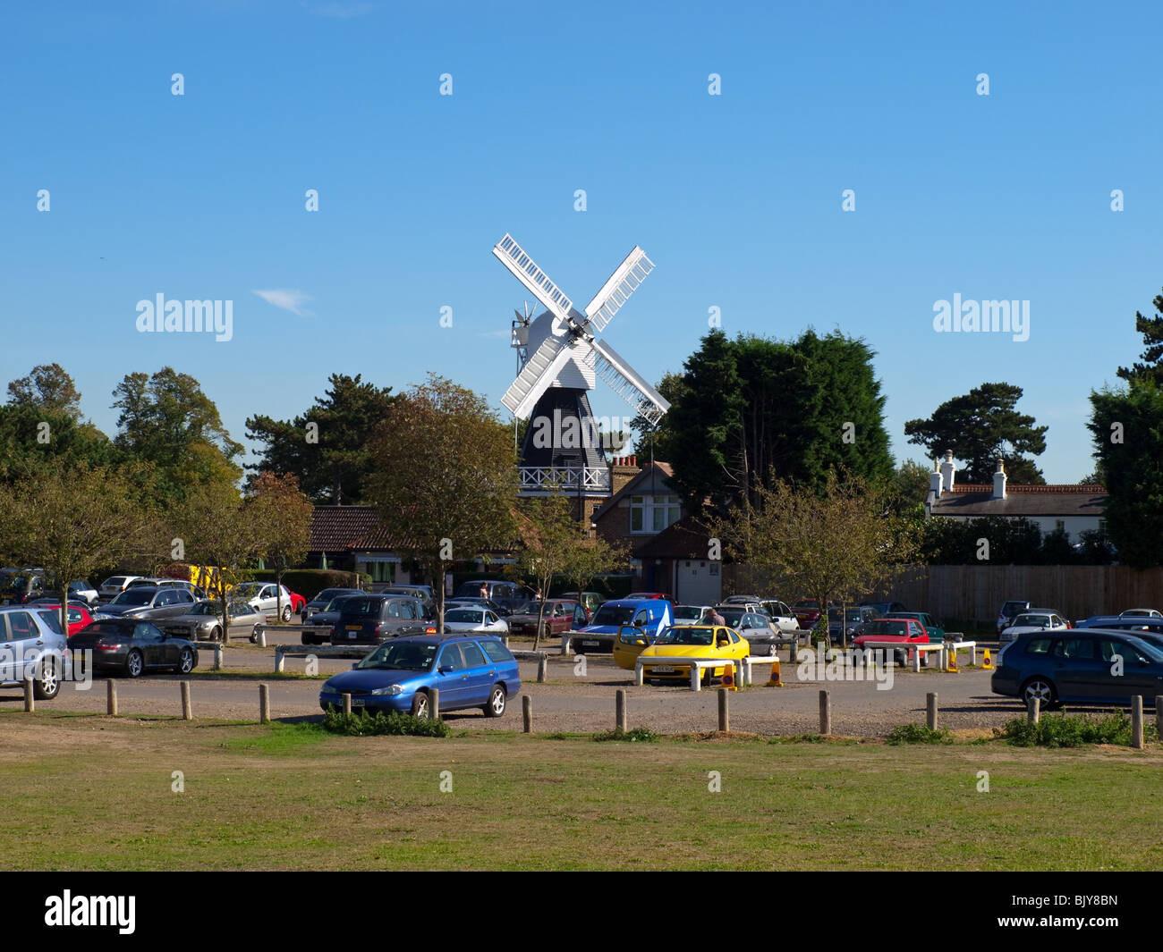 Windmill and car park, Wimbledon Common, Merton, London, England, UK
