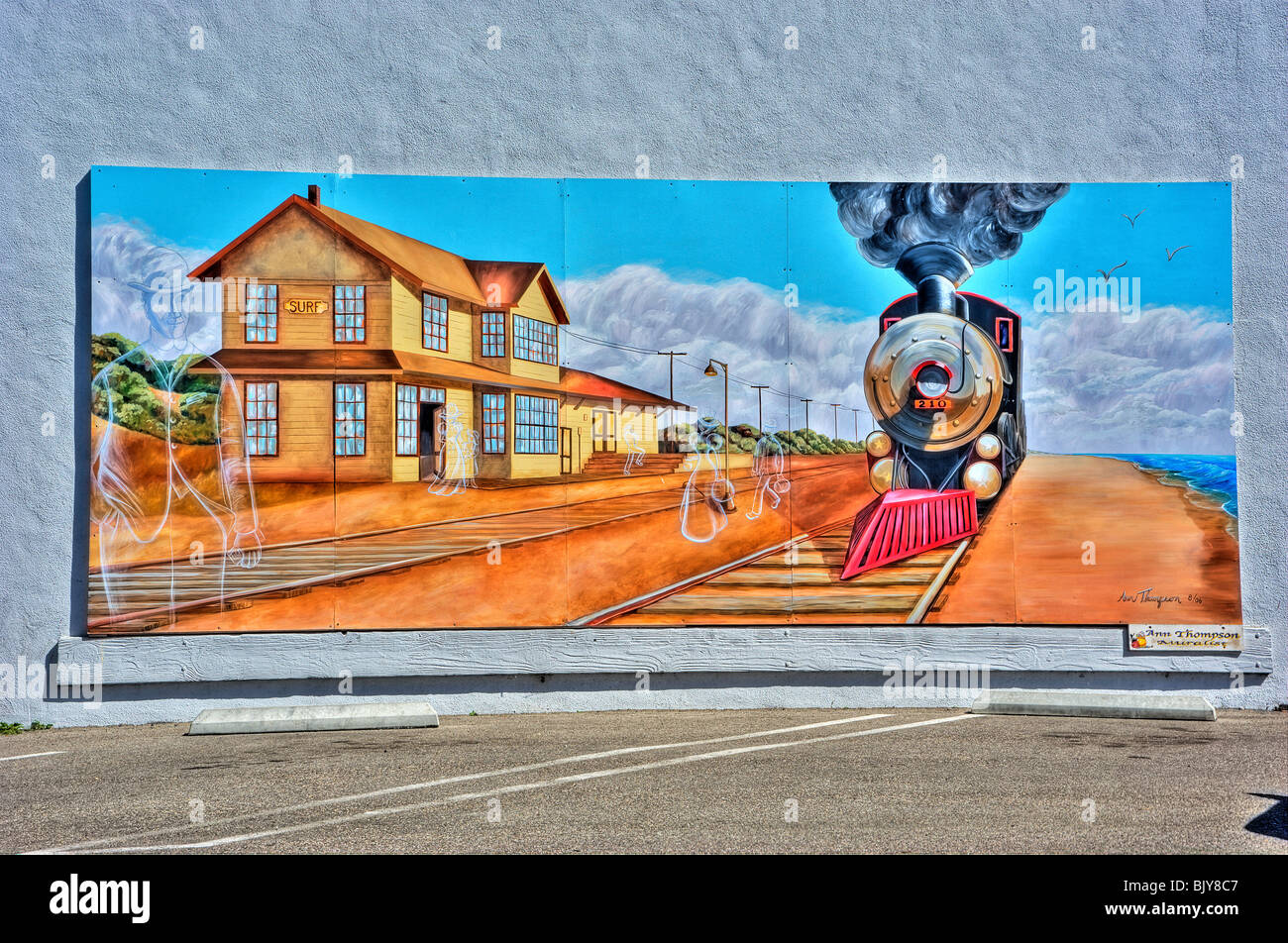 Old train station, Mural, lompoc California Stock Photo
