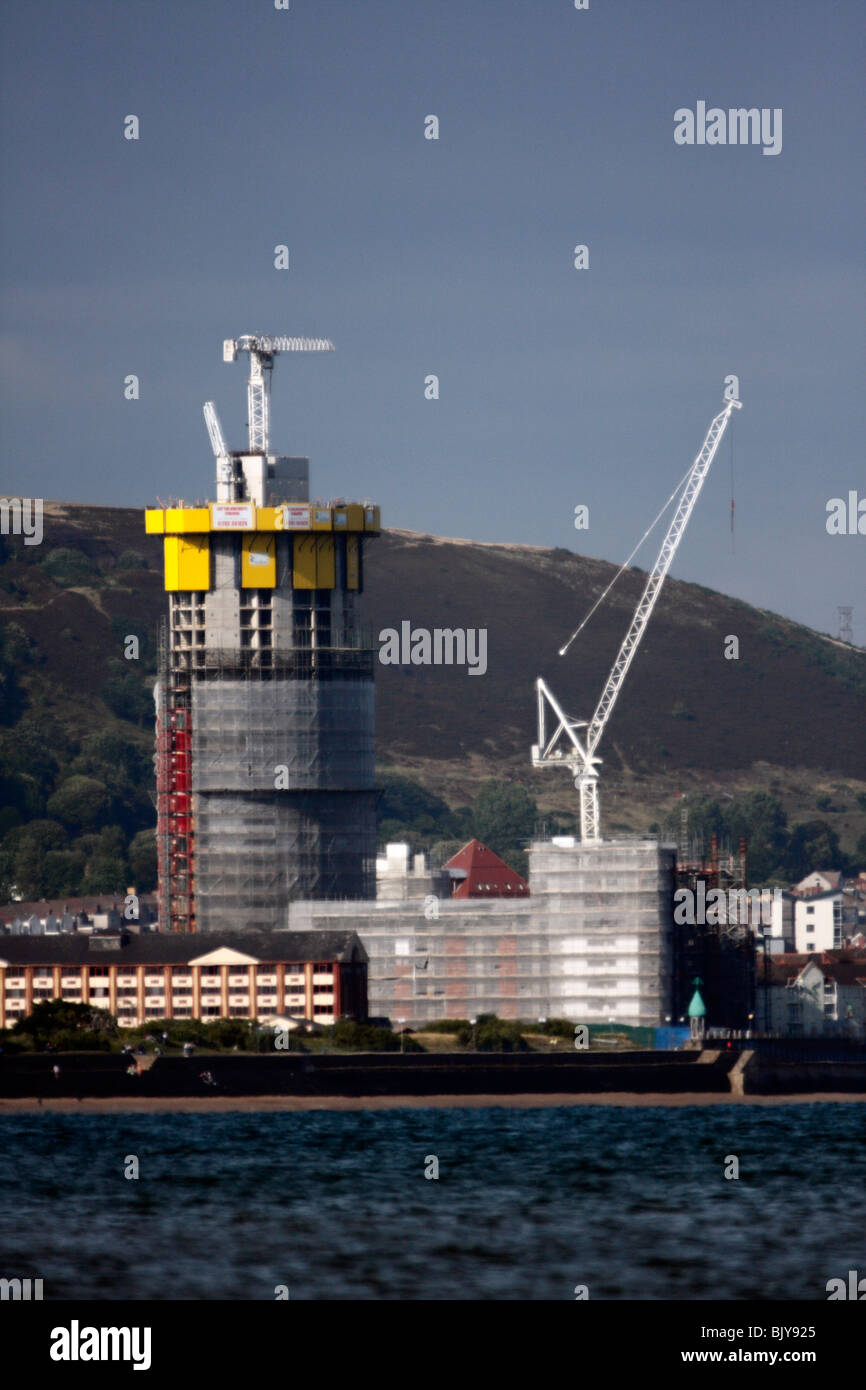 New Building, The Meridian Tower,  Under Construction, Swansea, West Glamorgan, south Wales, U.K. Stock Photo