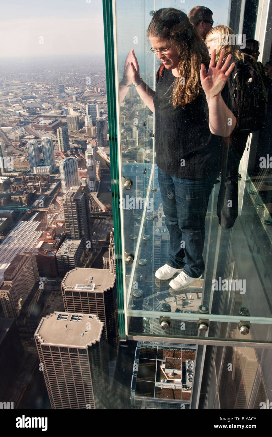 The ledge - observation deck (skydeck) on top of the Willis (former Sears) tower in Chicago, Illinois, USA Stock Photo