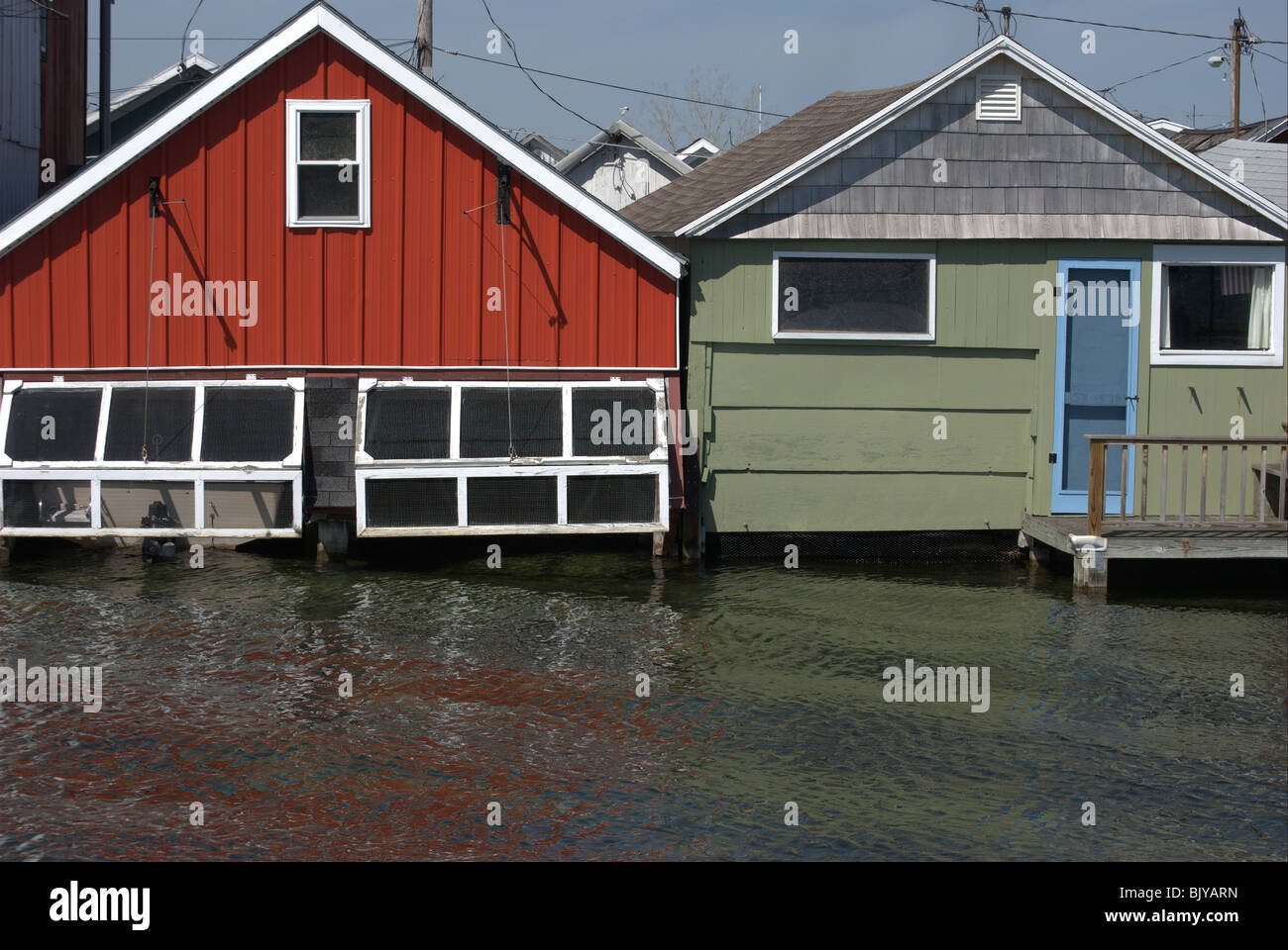 Vintage House boats on Lake Canandaigua NY. Summer living quarters for