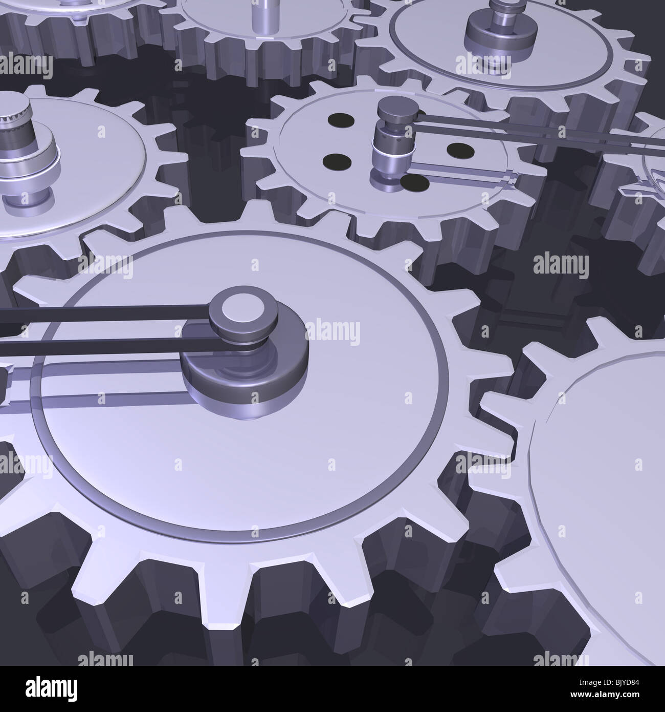 Chrome gears and belts on a dark grey background Stock Photo Alamy