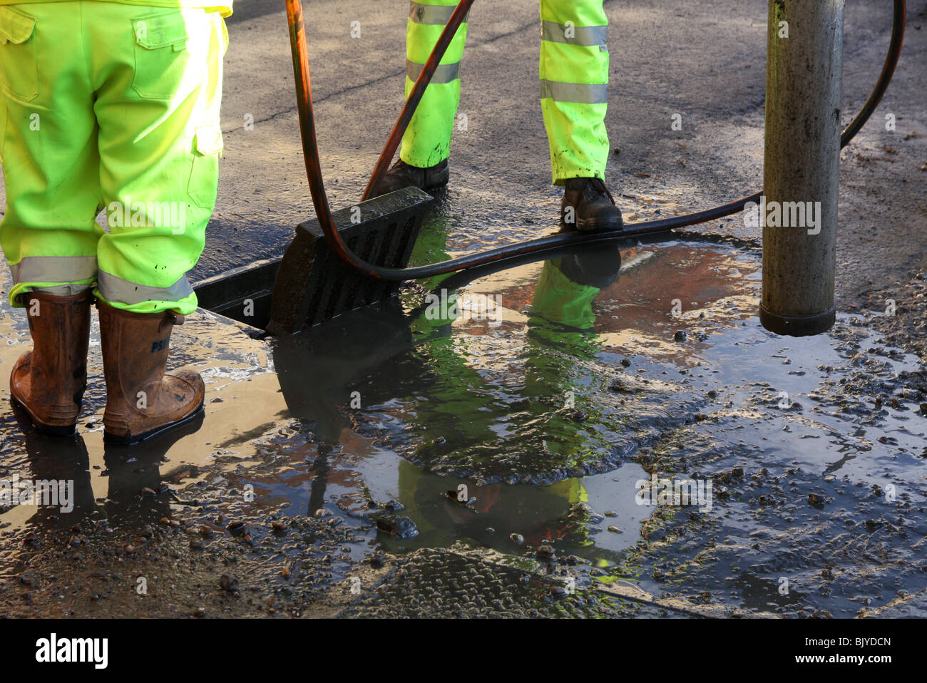 The council is responsible for the drainage of surface water from the adopted highways. Bitumen . Stock Photo