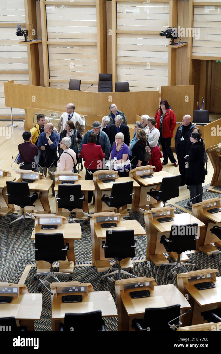 The Scottish Parliament Building, Debating Chamber, Guided tour, Holyrood, Edinburgh, Scotland Stock Photo