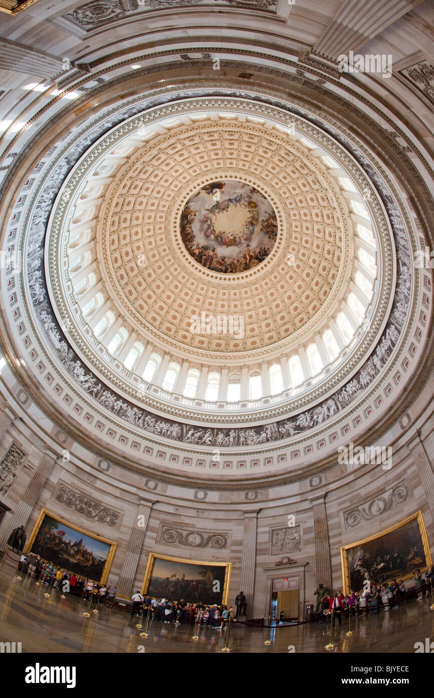 Visitors tour the rotunda of the U.S. Capitol in Washington, D.C Stock ...