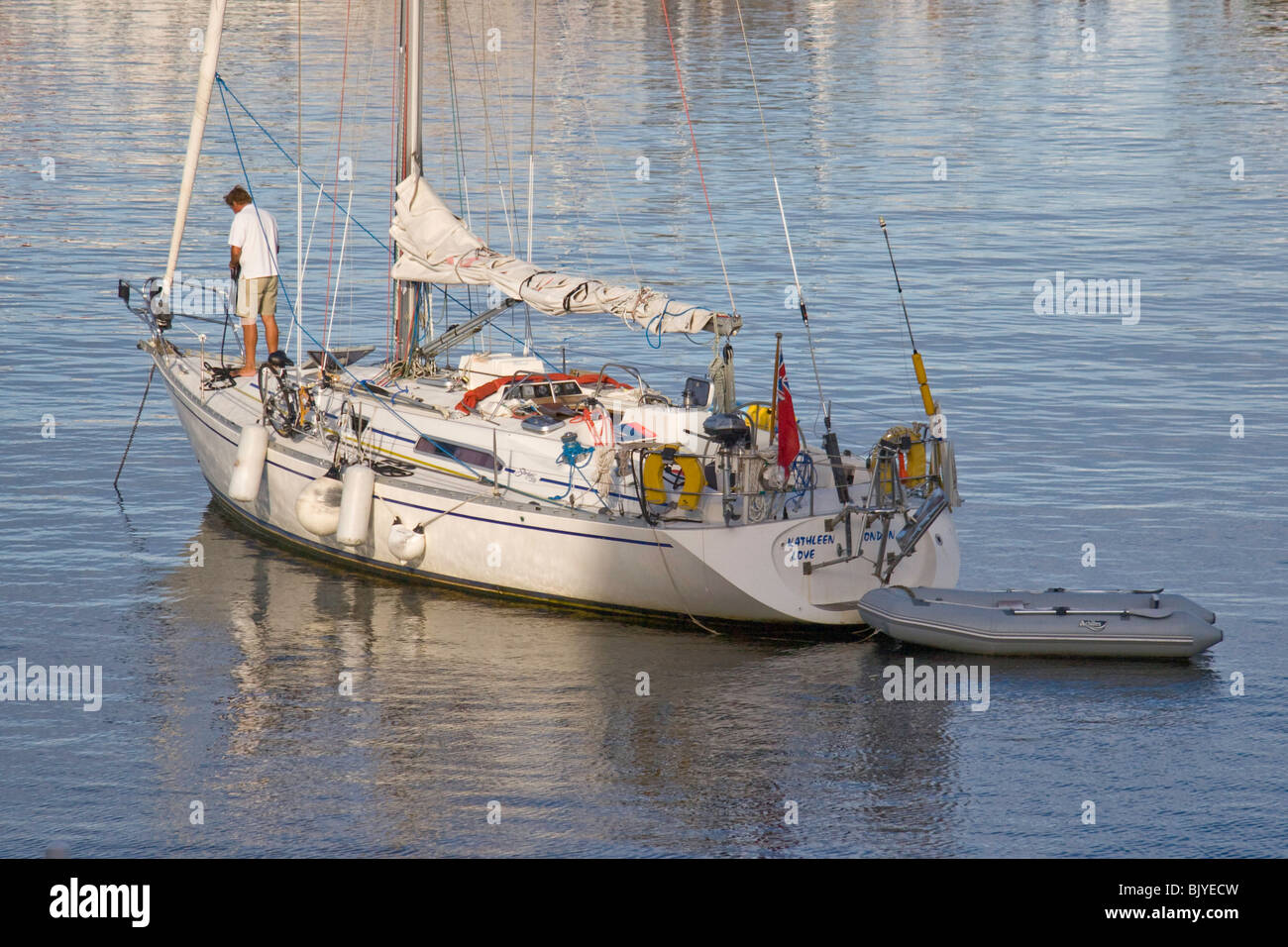 KATHLEEN LOVE of London Anchors in Cambridge Creek. Stock Photo