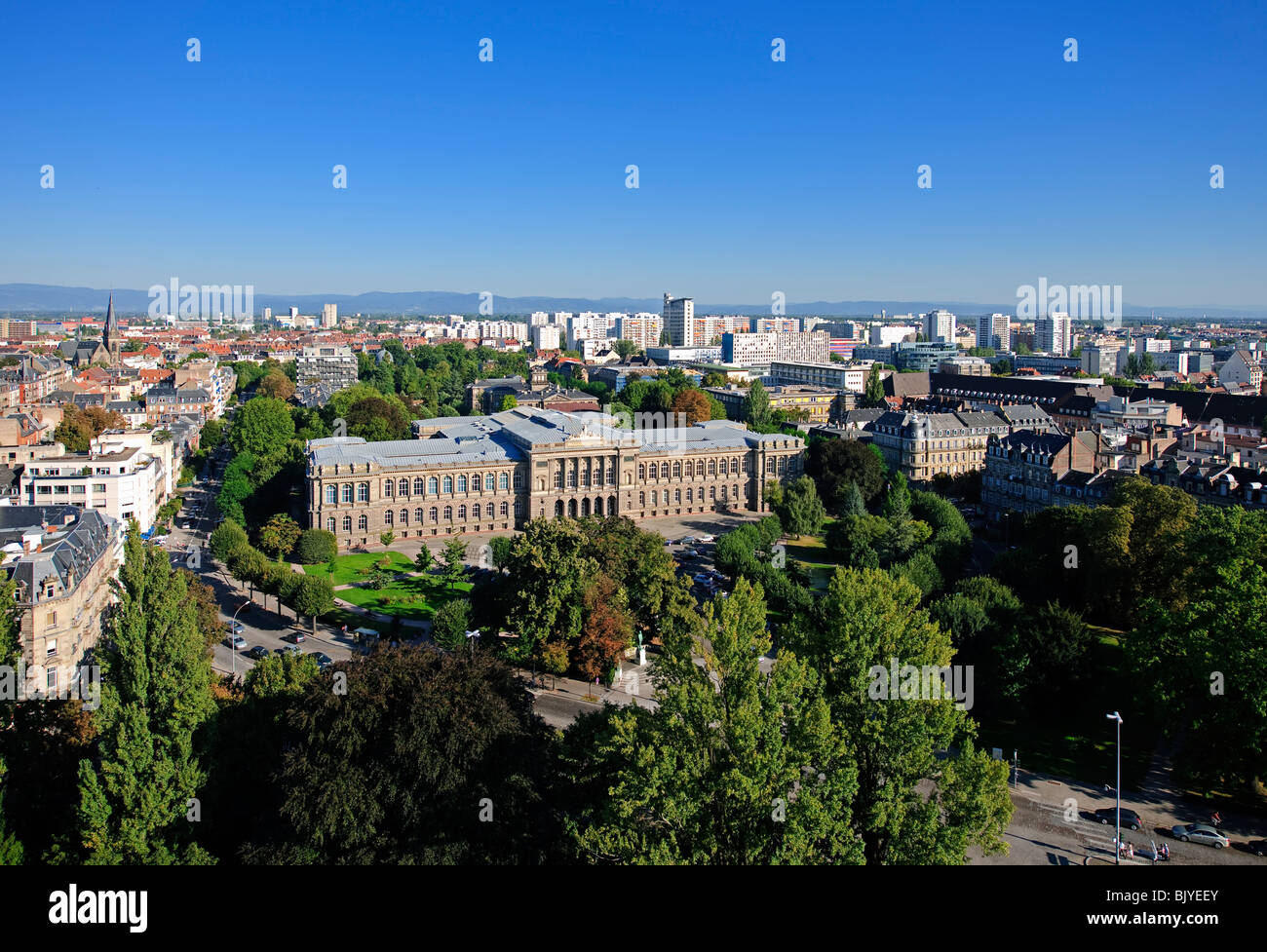 UNIVERSITY BUILDING AND RESIDENTIAL DISTRICT PANORAMA STRASBOURG ALSACE FRANCE Stock Photo