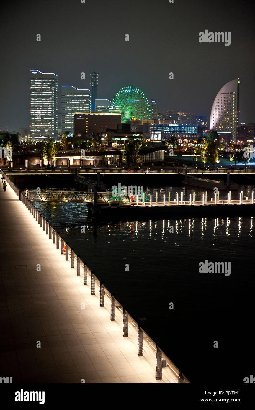 Illuminated buildings in Yokohama, Japan Stock Photo