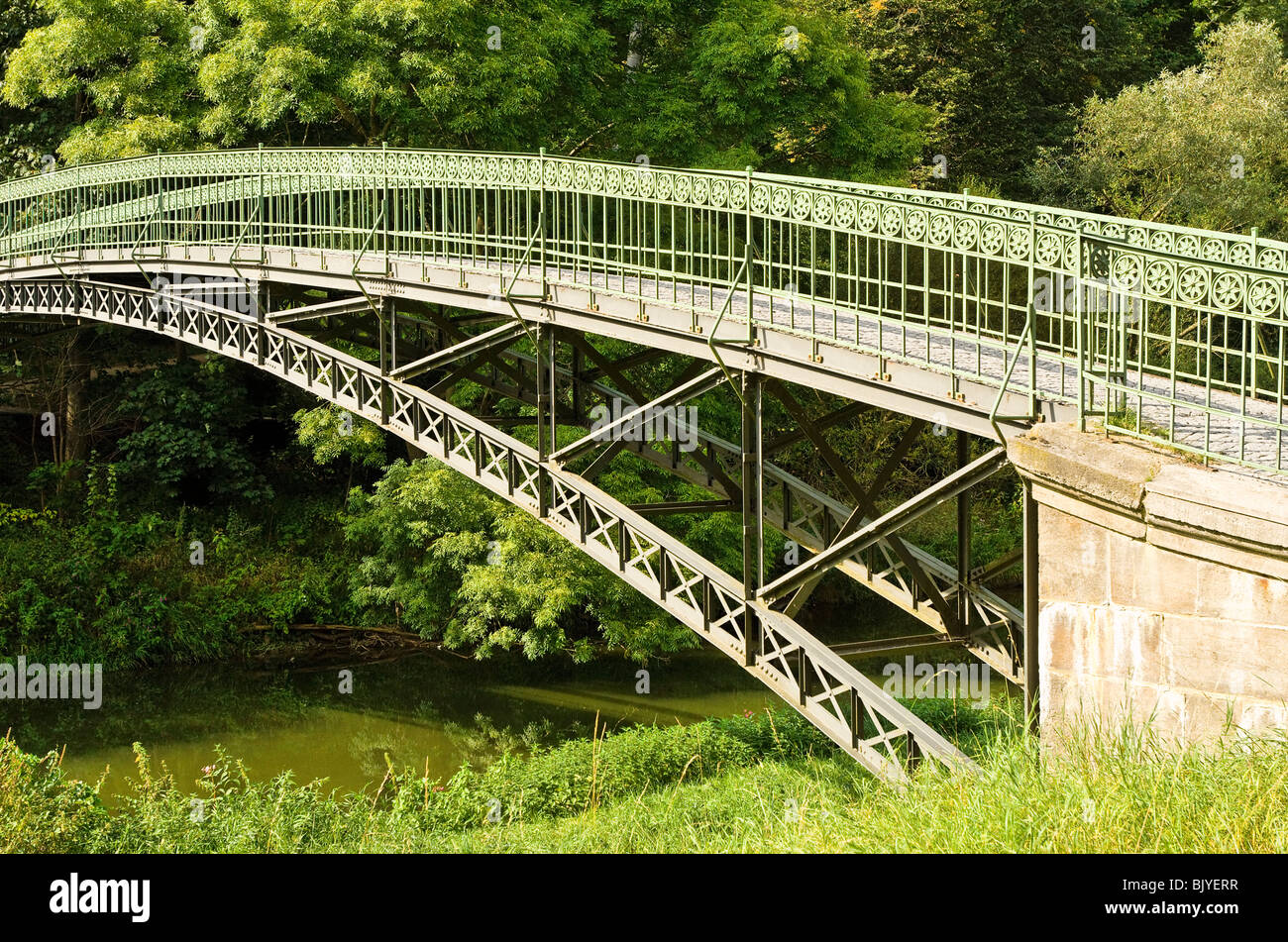 Footbridge near by Elisabethenburg castle in the historic city of Meiningen Stock Photo