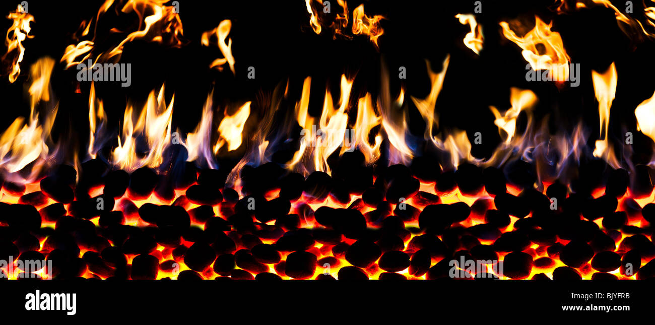 flaming Fire Wall Stock Photo