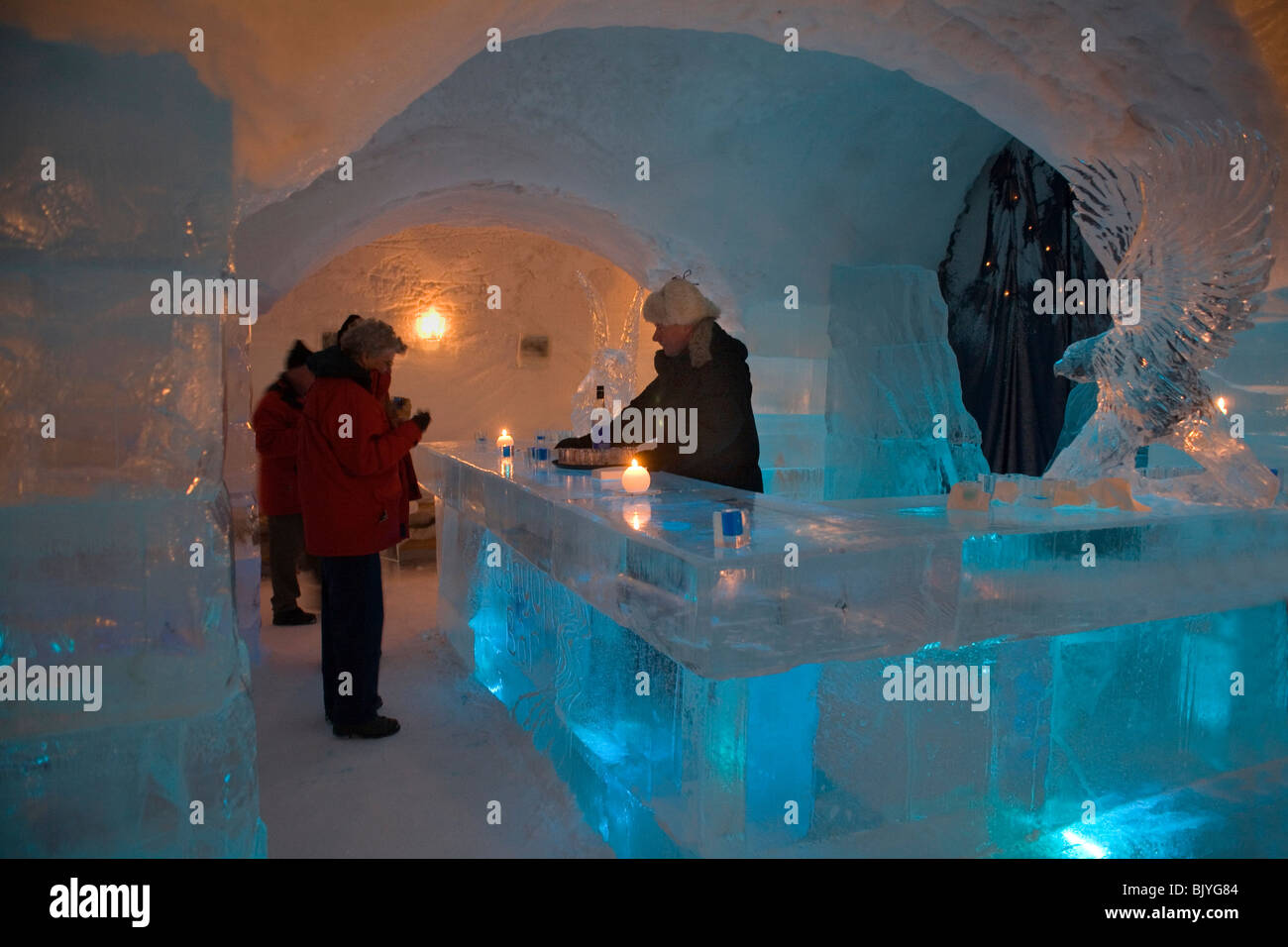 Norway Finnmark Sorrisniva Ice hotel bar Stock Photo Alamy