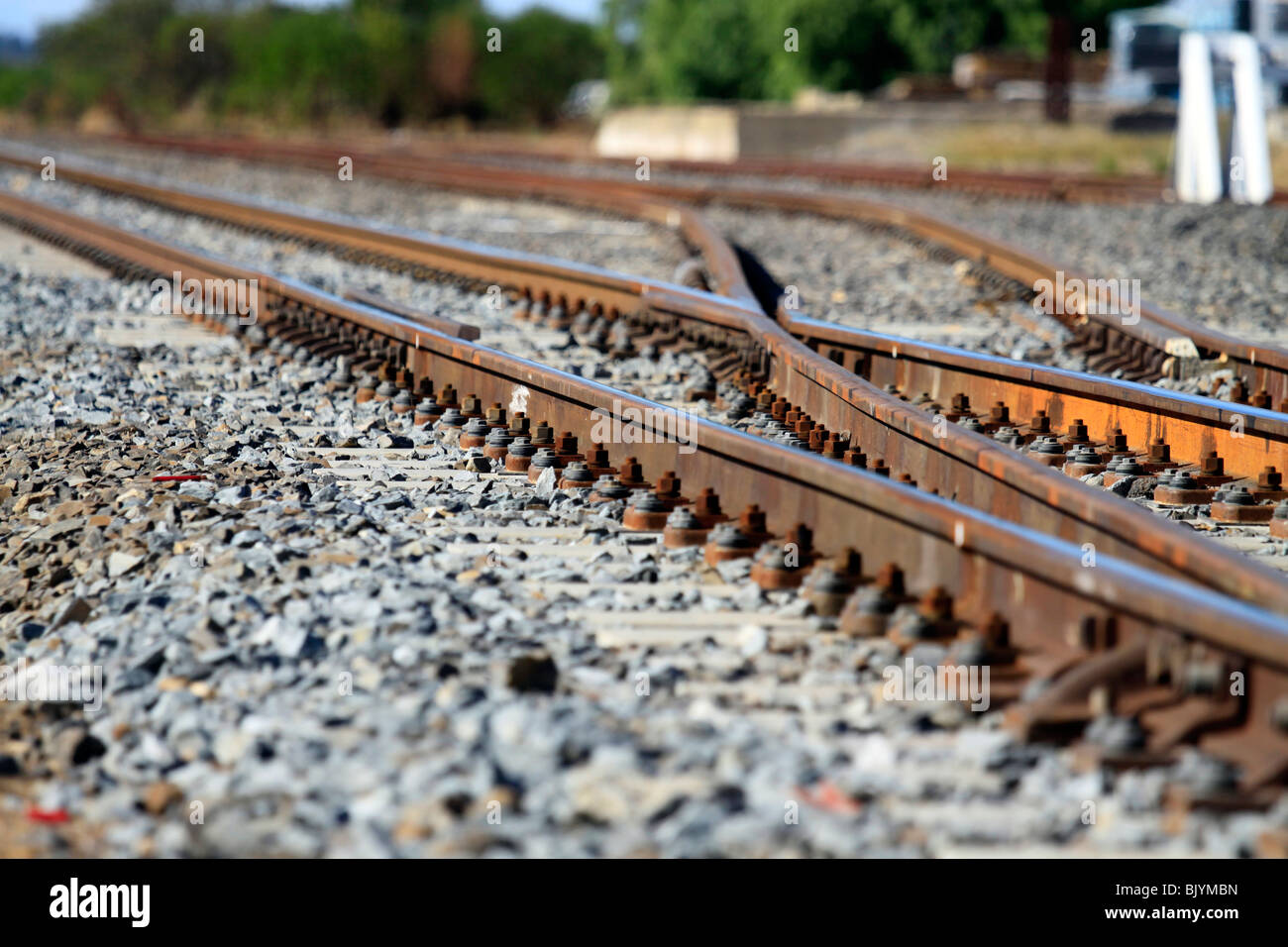 Railway tracks outside Darling, Western Cape, South Africa Stock Photo
