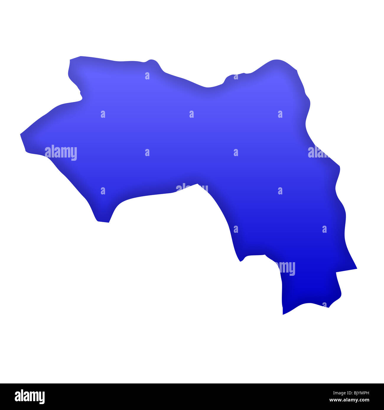 Guinea map in blue isolated on white background with clipping path and copy space. Stock Photo