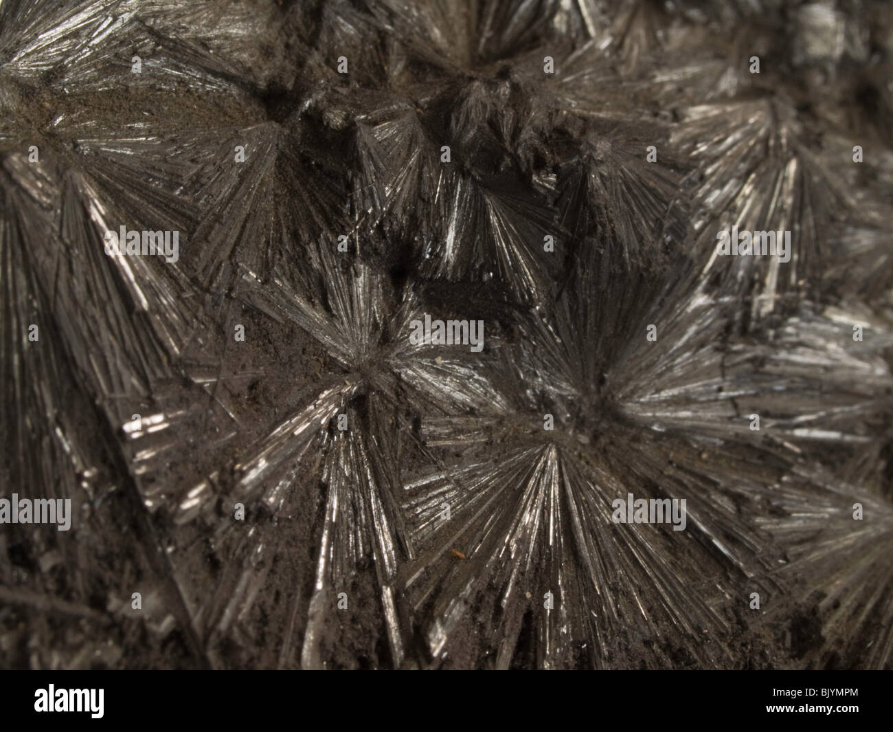 Acicular radiating pyrolusite surface Stock Photo