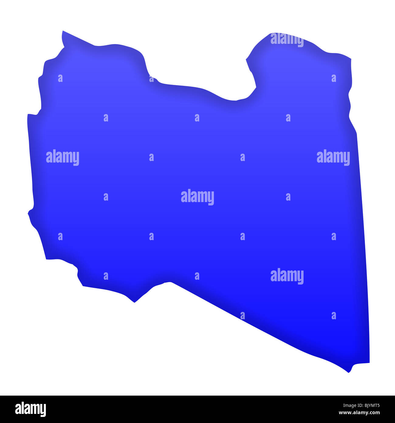 LIbya map in blue isolated on white background with clipping path and copy space. Stock Photo