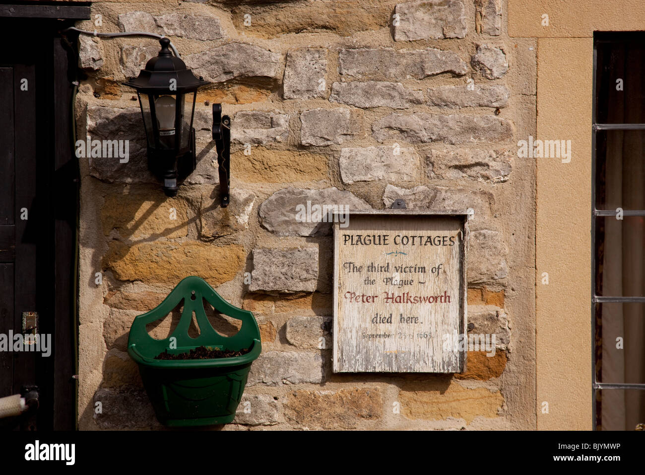 Plague Cottages in the village of Eyam, Derbyshire, Peak District, England, UK Stock Photo