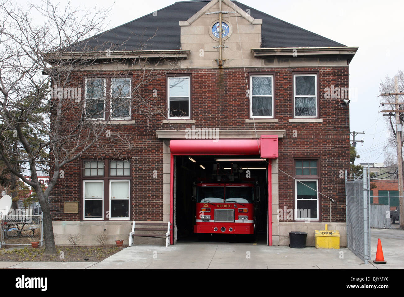 Firehouse Ladder 22 Detroit Fire Department Michigan USA, by David Traiforis/Dembinsky Photo Assoc Stock Photo
