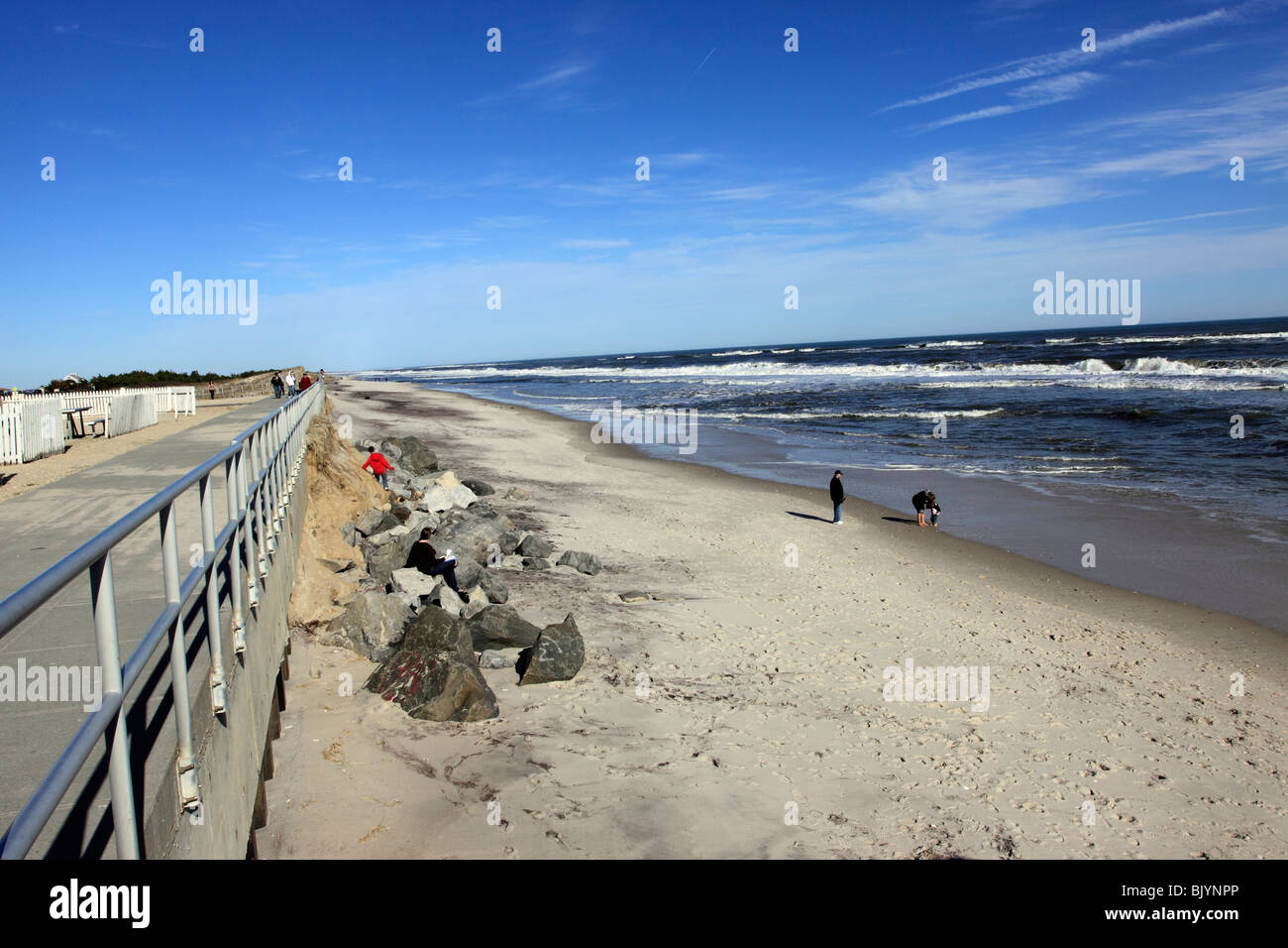 Smith Point Beach on the Atlantic Ocean, Long Island, NY Stock Photo