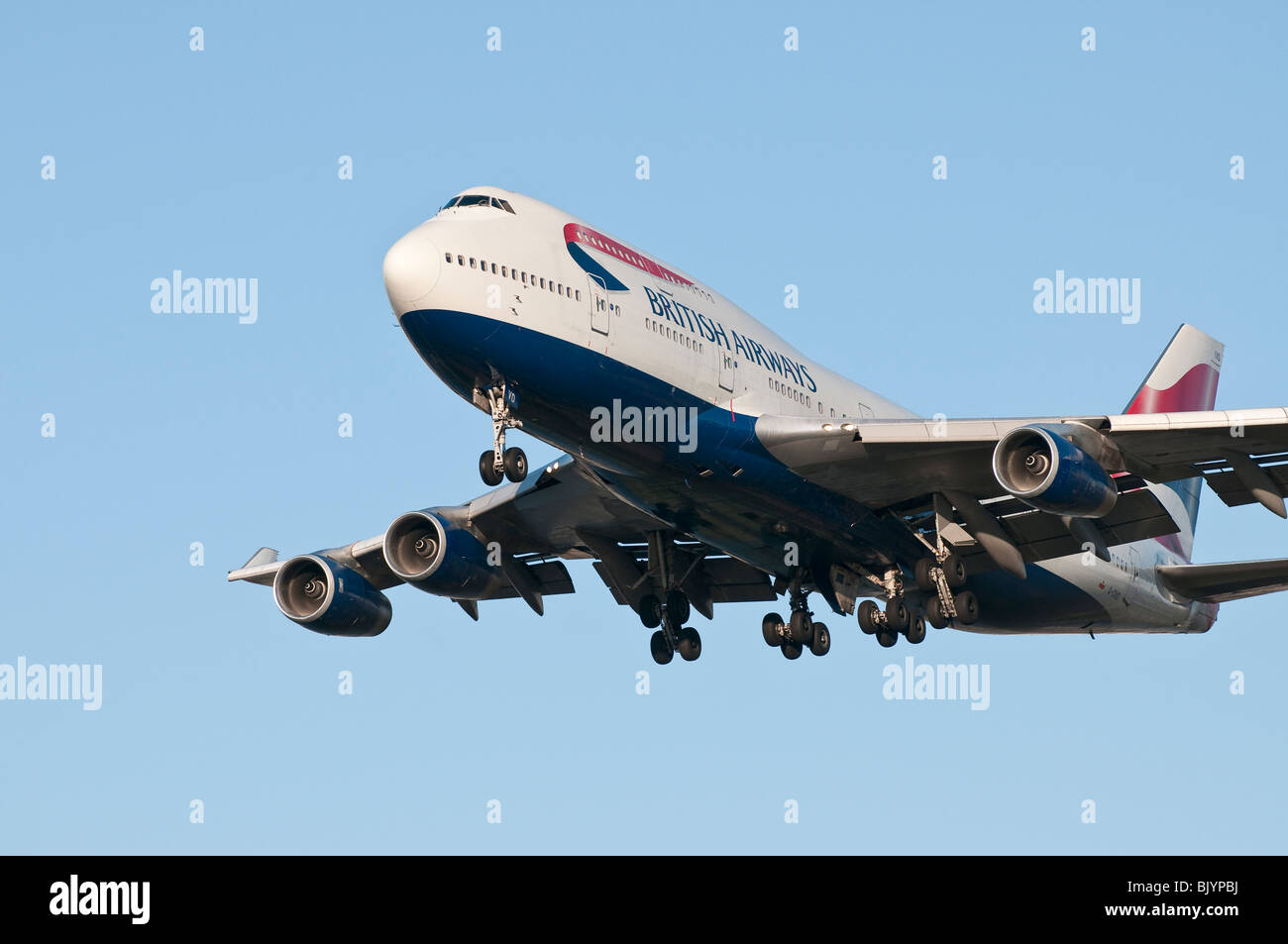 British Airways Boeing 747-400 on final approach for landing. Stock Photo