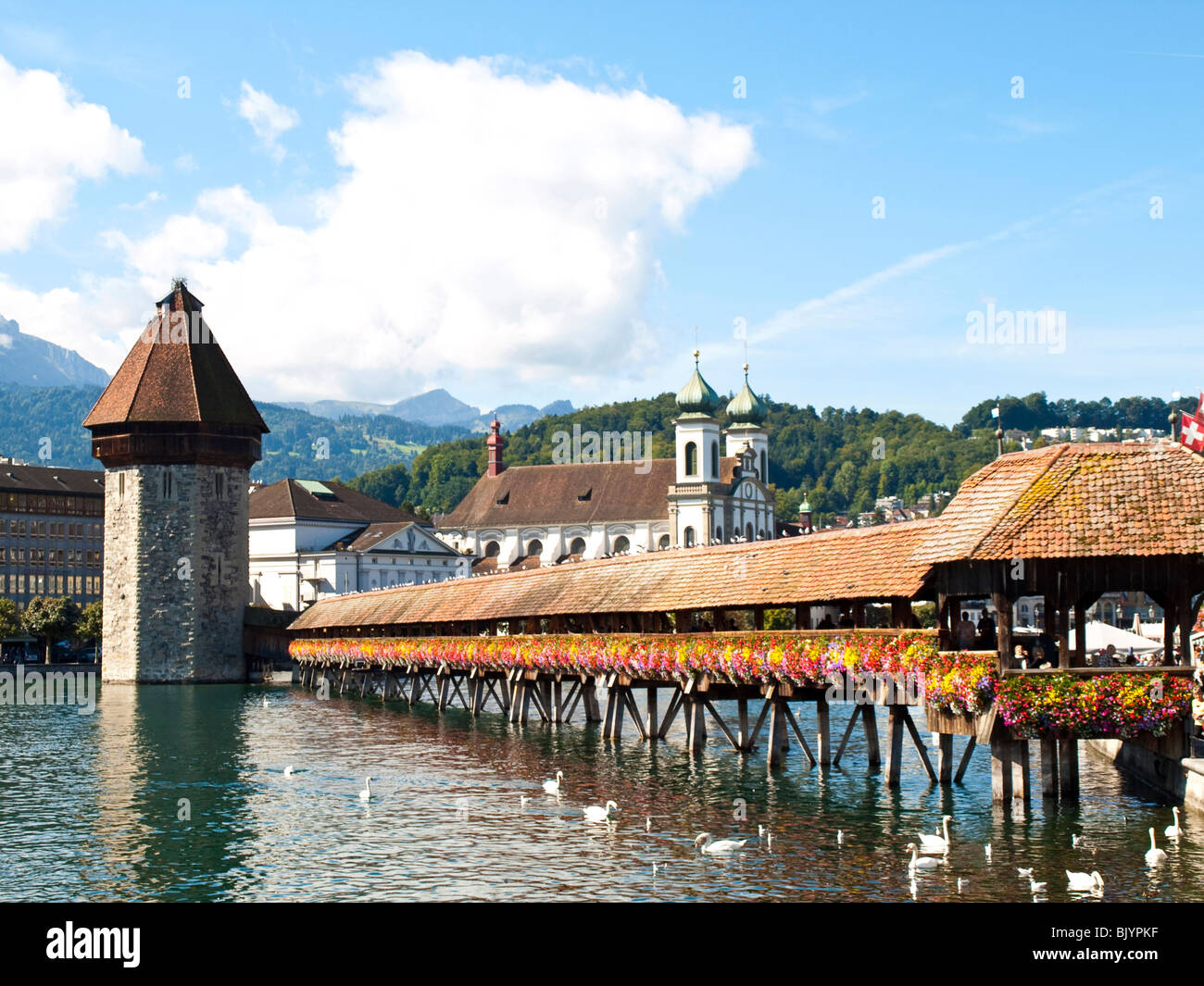 Chapel Bridge in Luzern, Switzerland Stock Photo
