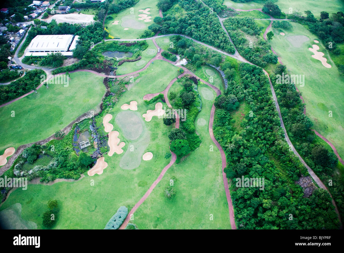 Aerial view of a golf course in Boracay Islands in Central Philippines Stock Photo