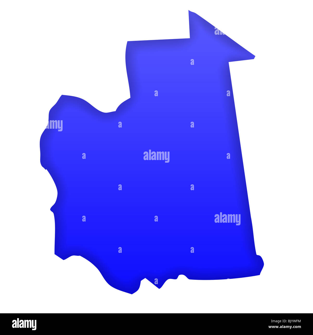 Mauritania map in blue isolated on white background with clipping path and copy space. Stock Photo