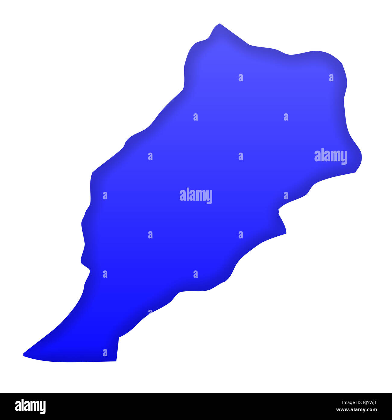 Morocco map in blue isolated on white background with clipping path and copy space. Stock Photo