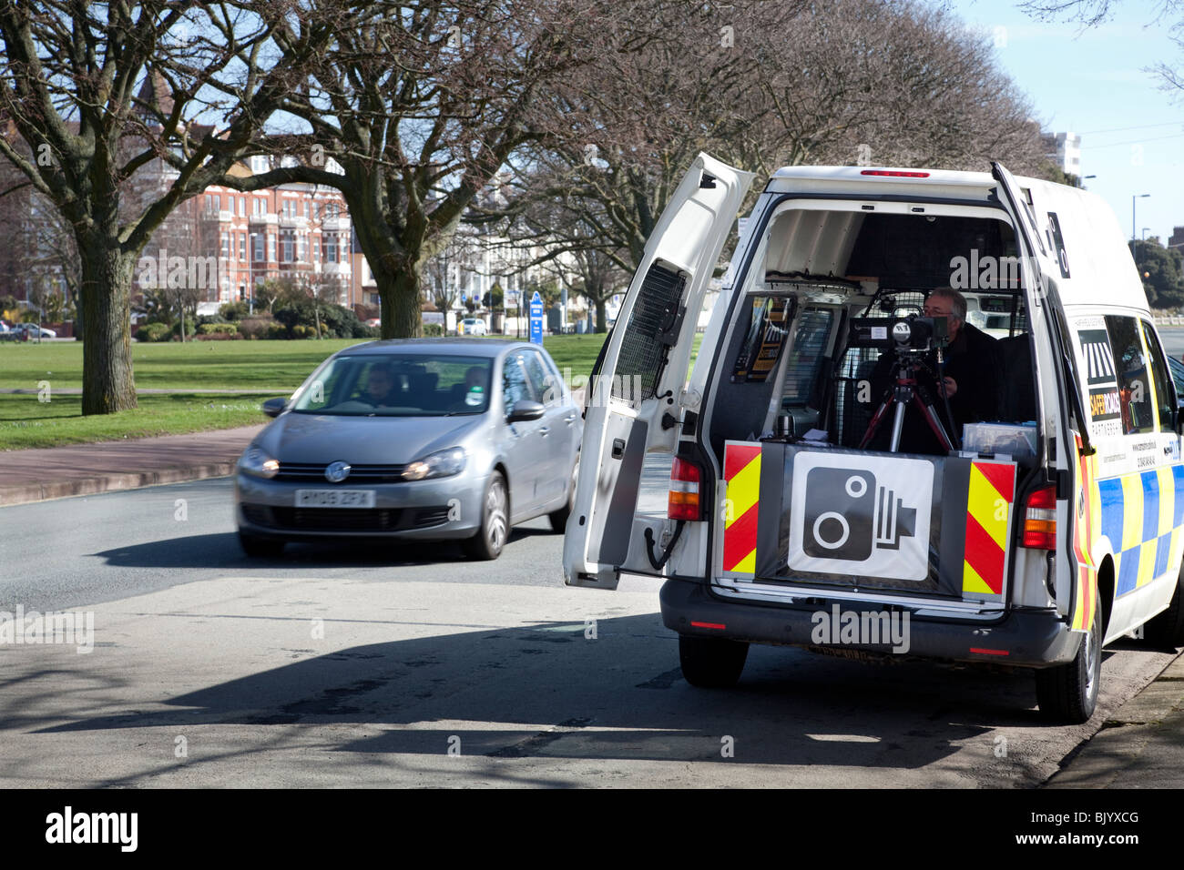 Hampshire police speed / safety camera van in use at Portsmouth. Stock Photo