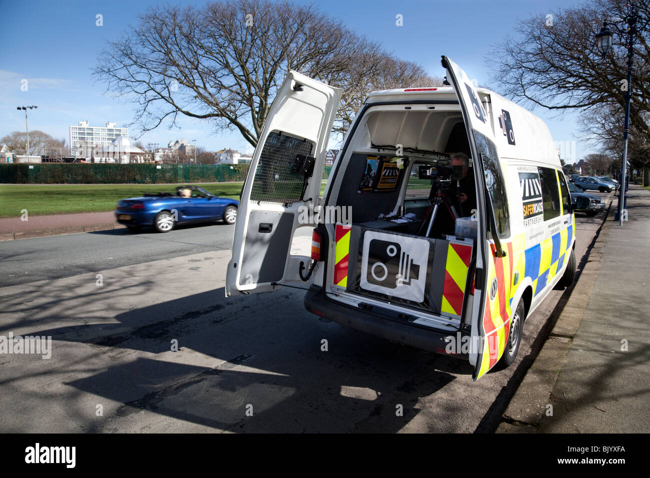 Hampshire police speed / safety camera van in use at Portsmouth Stock Photo