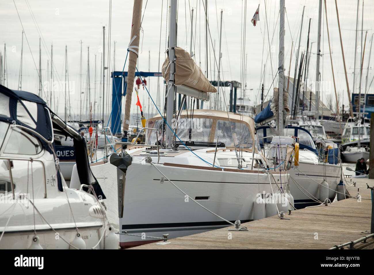 Yachts in Lymington Marina Stock Photo Alamy