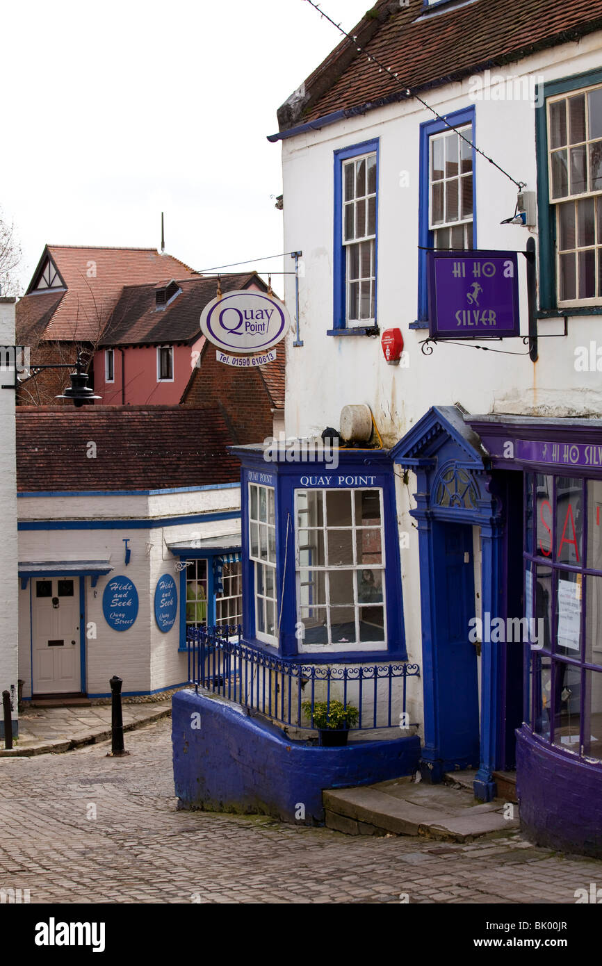 narrow Streets and shops around Lymington quay on the edge of the new