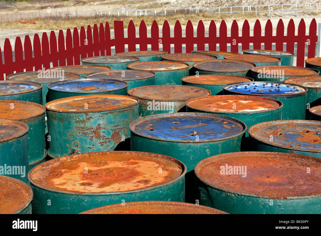 Rusting 50 gallon drums, Long Island, NY Stock Photo Alamy