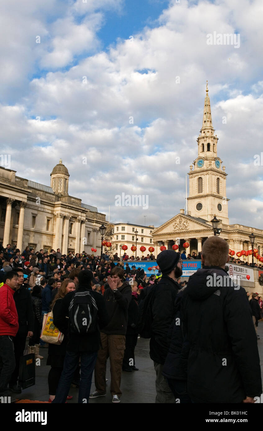 People at Chinese New Year Festival at Trafalgar Square in London England UK 2010 Stock Photo