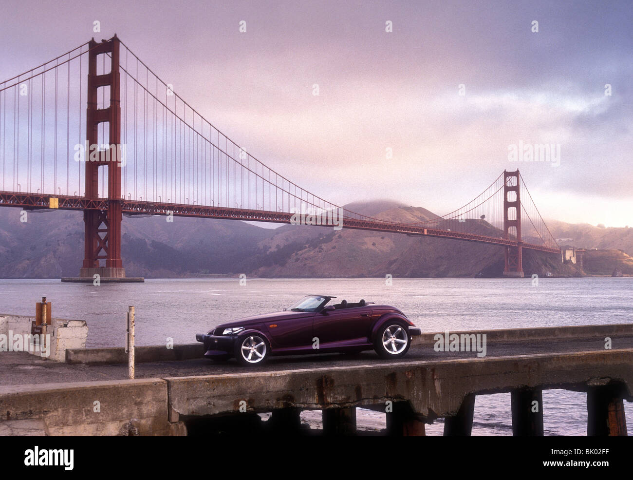 1997 Plymouth Prowler parked on a pier by Golden Gate bridge San Francisco USA Stock Photo