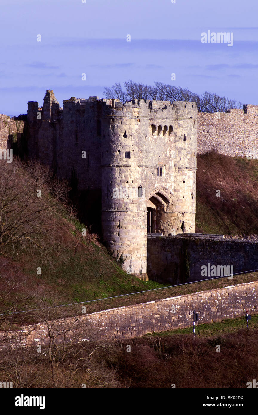 Carisbrooke Castle gates and outer wall, Isle of Wight, England, UK